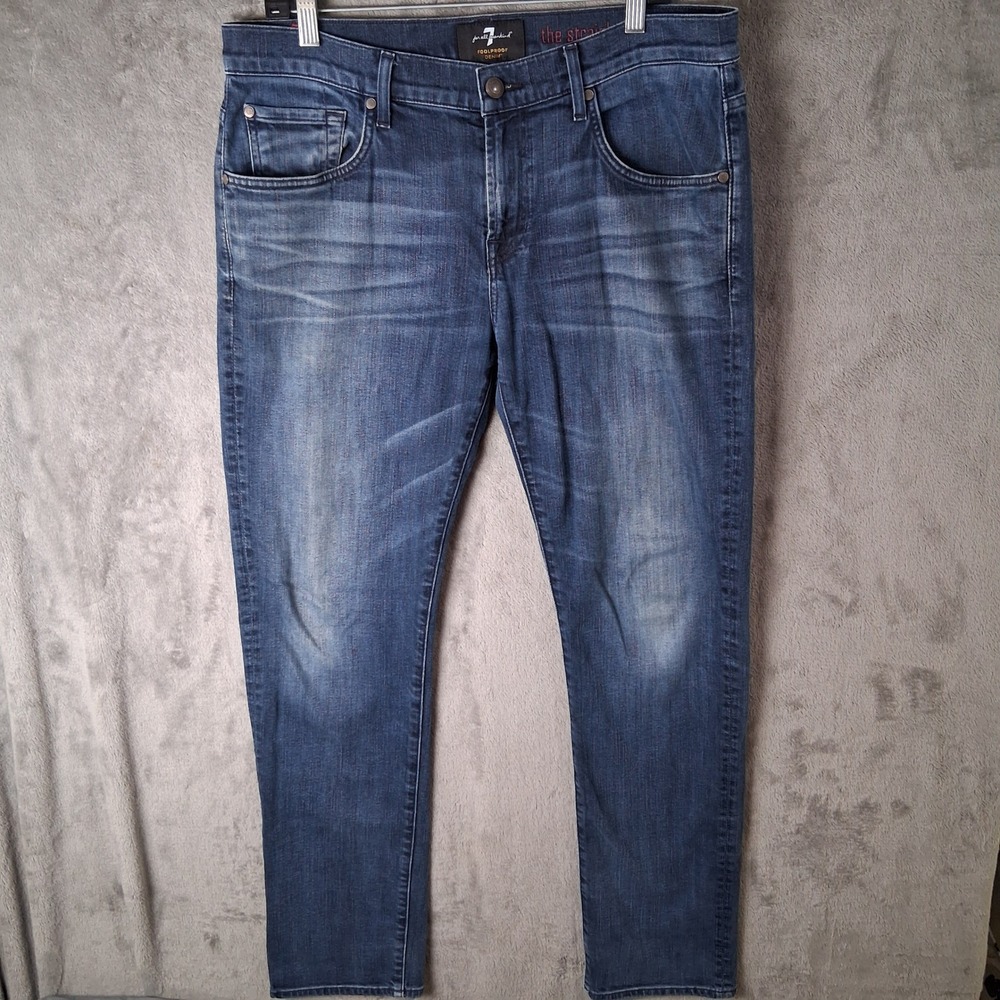 7 For All Mankind The Straight Foolproof Denim Jeans Blue Mens 34 x 32.5